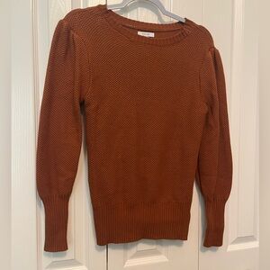 Nine West rust color textured  sweater. Slightly puff sleeves size M
